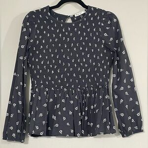 MARINE LAYER Long Sleeve ruched peplum blouse, sz L